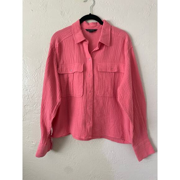 Banana Republic Gauzy Muslin Cotton Button Up Shirt‎ Beachy Coastal Oversized S - Picture 1 of 7